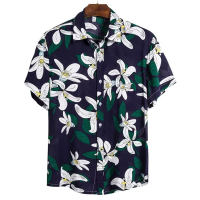 Men's Hawaiian Beach Shirt Floral Print Shirts Casual Short Sleeve Summer Holiday Vacation Shirt
